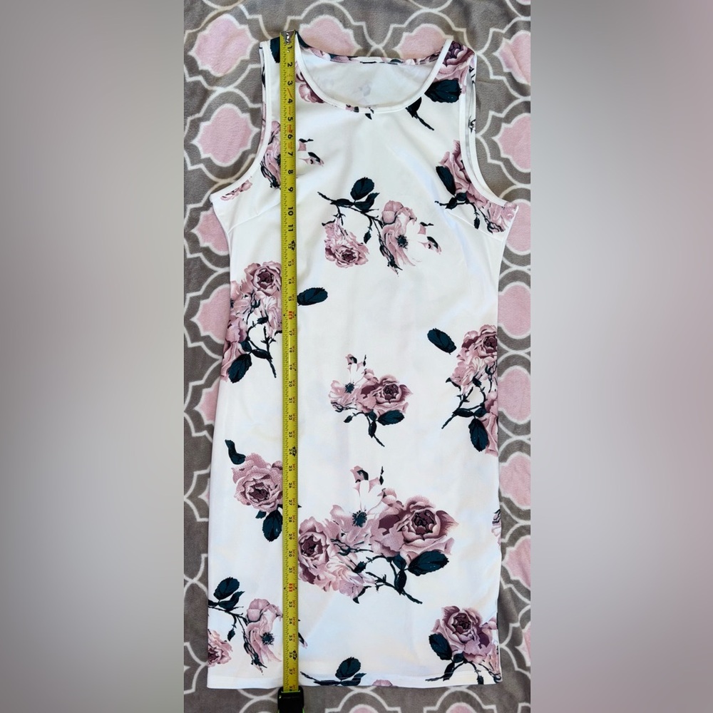 SHEIN Pink Black Floral Print Dress Size L NWOT - Picture 5 of 5